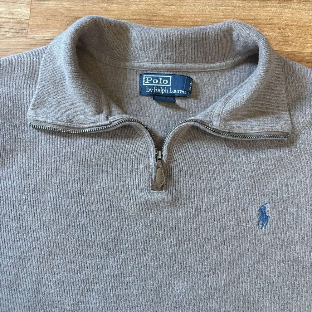 Polo Ralph Lauren 1/4 Zip Sweater Pullover Mens XL‎ Mock Neck Light Brown